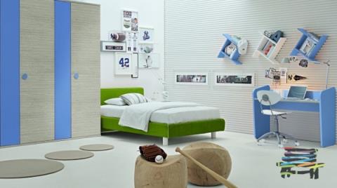 6|اتاق خواب سبز سفید آبی