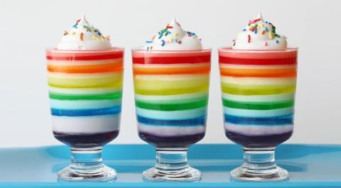 دسر رنگین کمان لیوانی