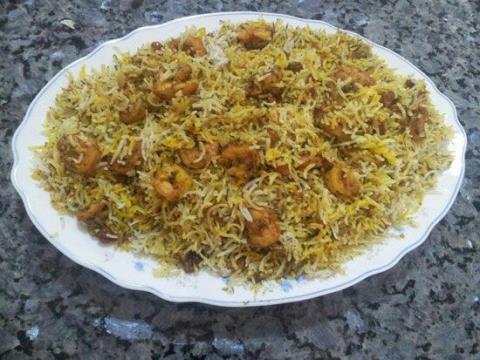 میگو پلو با کشمش