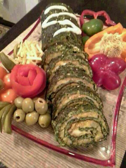 رولت کوکو سبزی و مرغ